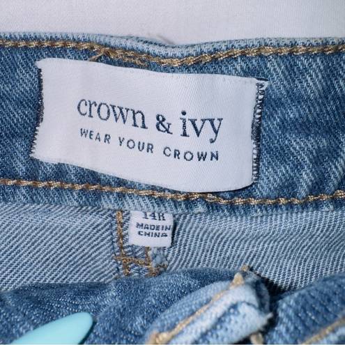 Crown & Ivy  Medium Wash Denim High Rise Straight Leg Balloon Fit Jean size 14