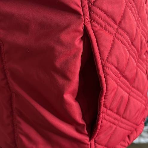 Free Country  Reversible Quilted & Microfleece Zip Front Vest Red Black