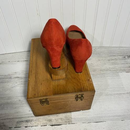 Talbots  Red Suede Shoes 2.5” Heeled Slip Ons Made In Brazil size 8B