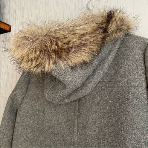 J.Crew  Mercantile Vail Faux Fur Gray Wool Parka Coat sz 6