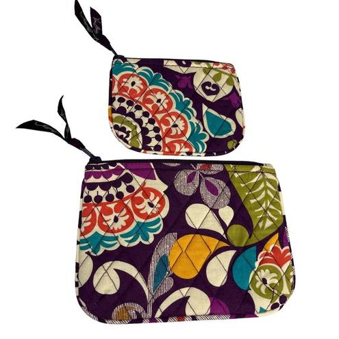 Vera Bradley  Cosmetic Trio Plum Crazy Set of 3 New