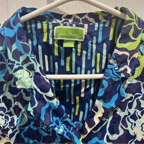 Vera Bradley  blue and green floral long sleeve button down shirt