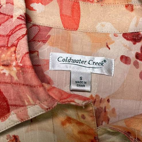 Coldwater Creek  Jacket Fall Leaf Print Orange Tan Blazer Jacket NWOT S Small