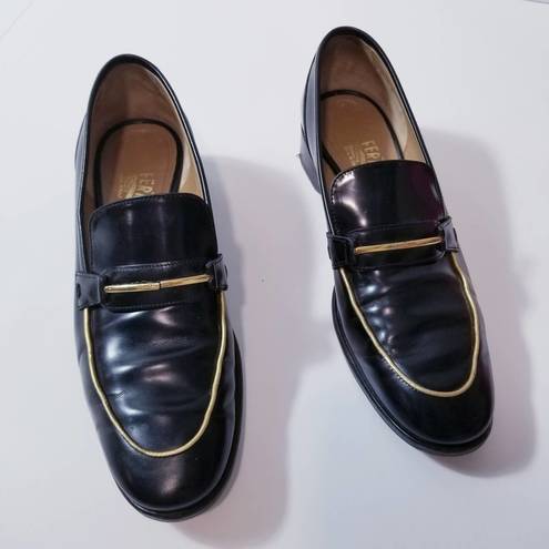 Salvatore Ferragamo  Black Patent Slip-On Loafer