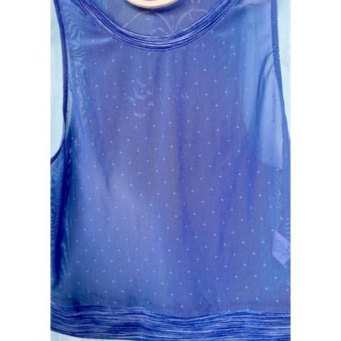 Zyia Ladies  Active Periwinkle Blue Sheer Polka Dot Sleeveless Workout Crop Top