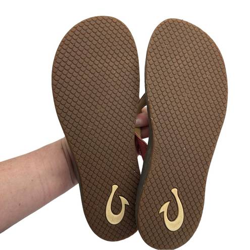 Olukai  Flip Flop Thong Sandal Red Straps Size 8