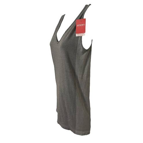 Spanx  Laid Back Layers Non-Shaping Ribbed Gray Tank Top XL NWT