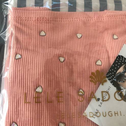 Lele Sadoughi  Peach Iridescent Heart Studded Gaiter Face Mask NEW