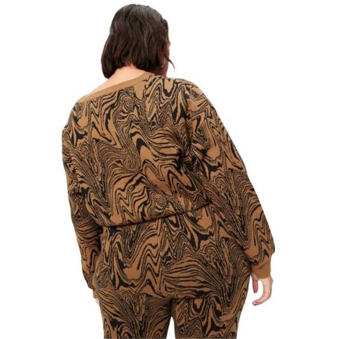 Good American  Swirl Intarsia Crop Boxy Sweater NWT
Size 5/6 in Sepia002
