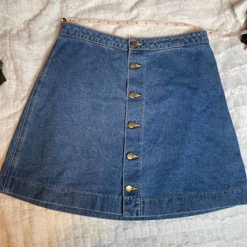 American Apparel  Denim Jean Button Up Mini Skirt Blue Large L