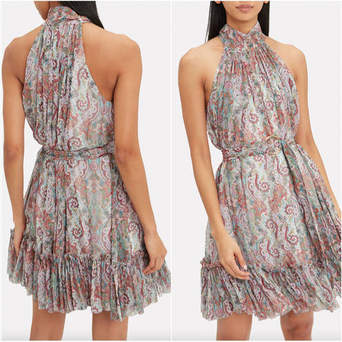 Zimmermann EUC $595  100% Silk Paisley Ruffle Belted Mini Dress