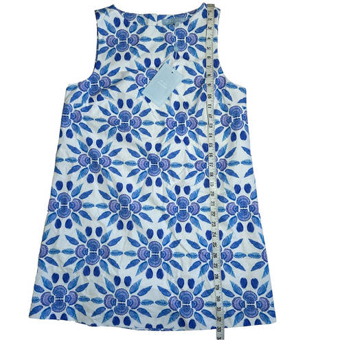 Hill House  New The Charlie Blue Shell Mosaic Cotton Mini Dress Small