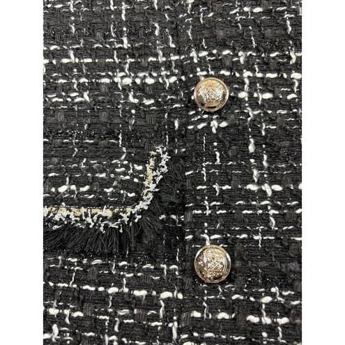 Trixxi  Boucle Vest Black White Tweed Large Double Breasted