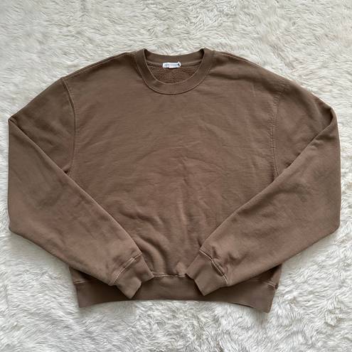 Good American Sweatshirt Crewneck Long Sleeve Pullover Sweater Tan Brown L