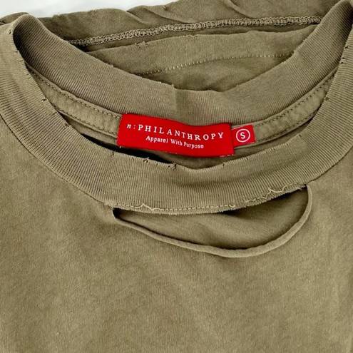 n:philanthropy  Distressed Pocket Tank Olive Green S