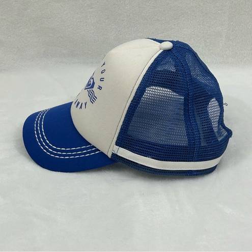Roxy  Surf Your Life Away Blue & White Mesh Trucker Snap back Hat Cap Women’s OS