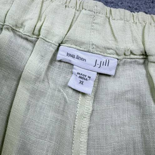 J.Jill  Pants Womens Size XL Light Green Linen Flowy Lagenlook Boho Preppy Beach