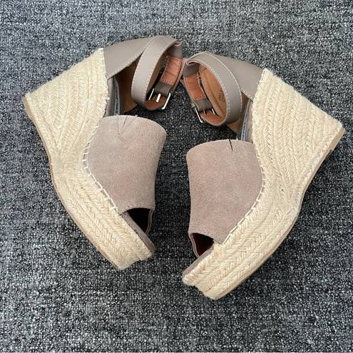 Steve Madden  Jaylen Sandals Taupe Suede Wedge Heel Espadrille Women’s Size 7