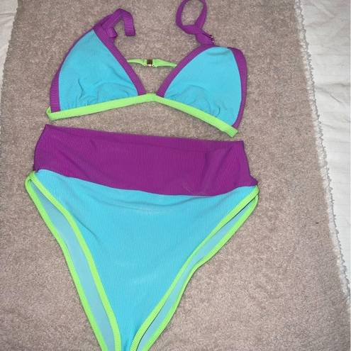 Beach Riot Emmy Bikini Bottom and Top - Cool Fluorescents - L bottom, M top