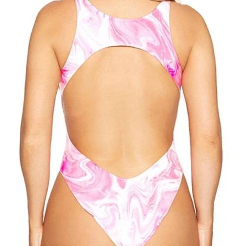 Naked Wardrobe NWT  Pink Ocean Cut Out One Piece Swimsuit