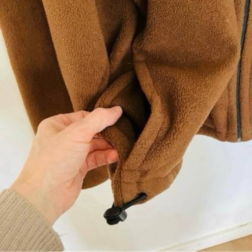 London Fog Vintage  Camel Brown Black Collar Fleece Jacket Coat Warm Minimal