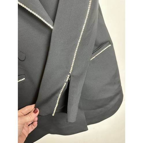 Good American  Scuba Crystal Stud Lined Notch Lapel Long Sleeve Blazer Size M NWT