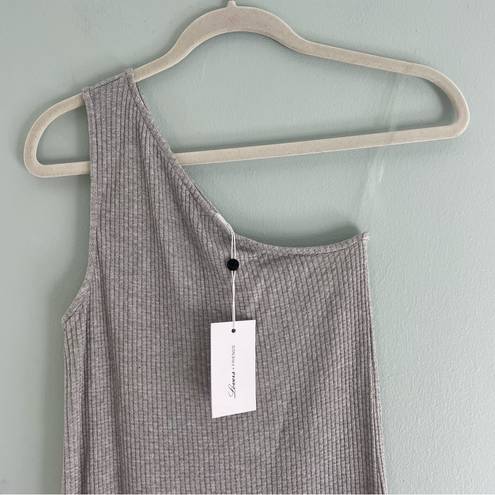 Lovers + Friends  Ribbed One-Shoulder Tank Top Grey NWT