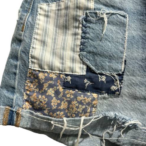 American Eagle  Patchwork Distressed Rolled Cuff Denim Shorts 8