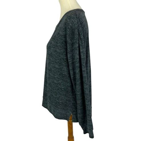 Natori Heathered Gray Jersey Lounge Pullover Sweatshirt Top Crew Luxury Soft Med