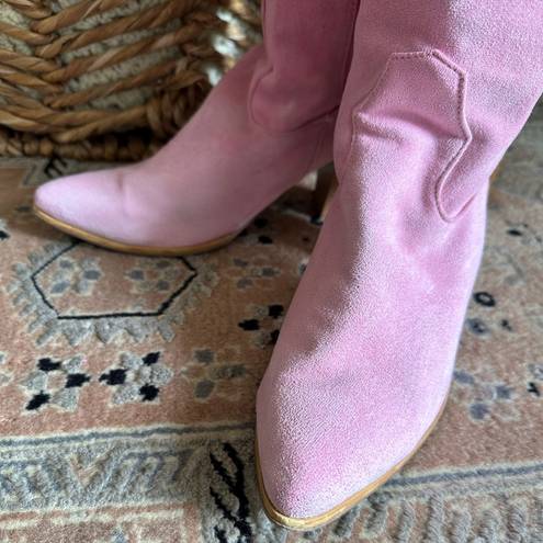 COWGIRL Chunky Heeled Boots in Pink Sz. 41 / 9.5