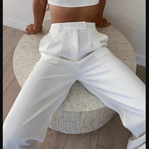 Princess Polly Huxley White Wide Leg Trousers 2