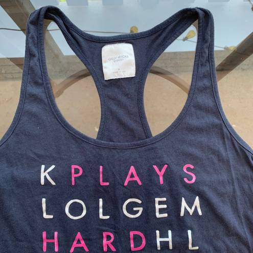 Gilly Hicks “Plays Hard To Get” Letters Racerback Tank Top in Navy - Size Small
