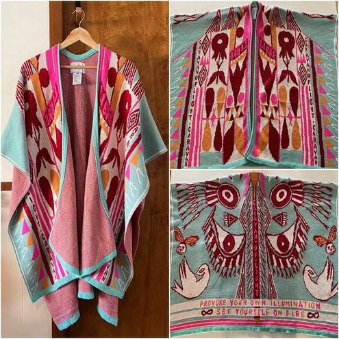 PAY'S | PPAAYYSS Boho Western Poncho "Caravan of Flight" Blue Pink Red One Size Size M