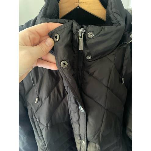 London Fog  Faux Fur Hooded Down Puffer Coat Plus 0X Black Winter Jacket