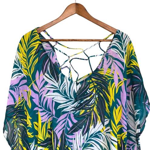 Beach Club Palisades  Tropical‎ Swim Cover Up Bamboo Semi-Sheer Textured XL/XXL