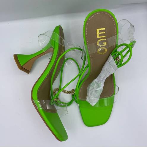 EGO heel sandals with ankle tie transparent upper Size 6.5