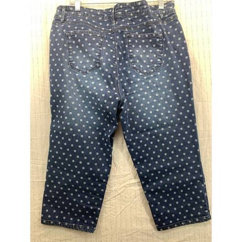 Gloria Vanderbilt  Womens Cropped Jeans Petite Sz 14P Polka Dot Jordyn Slimming