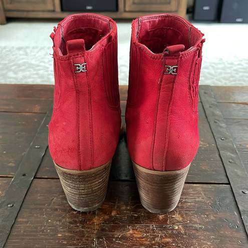 Sam Edelman  Red Nubuck Western Booties Size 10