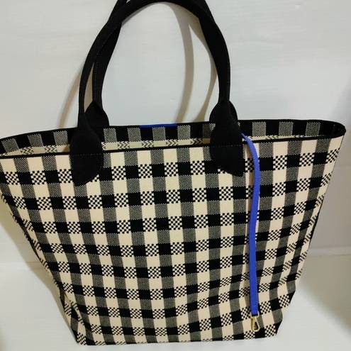 Rothy's  Lightweight Tote Black and Canvas Gingham NEW without tag