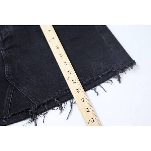 AGOLDE  Womens Distressed Mini Skirt 30 Cult Black Cotton Button Fly Denim NWT