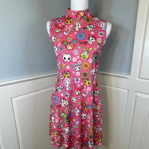 Tokidoki  Dolls Kill Mock Neck Sleeveless Pink Skater Dress Mini Medium