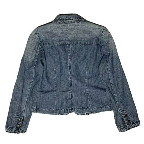 Tommy Hilfiger Womens  Denim One Button Blazer Jean Jacket Cotton Size M