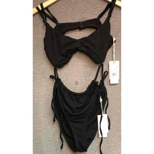 Good American NWT  Black Bikini Top Bottom Textured Beach Swim Size 5/6