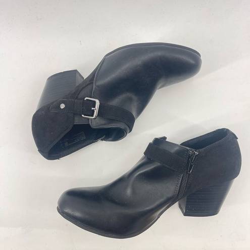 American Eagle  Womens Ankle Boots 2.5" Block Heels Zipper Buckle Suede Black 9M