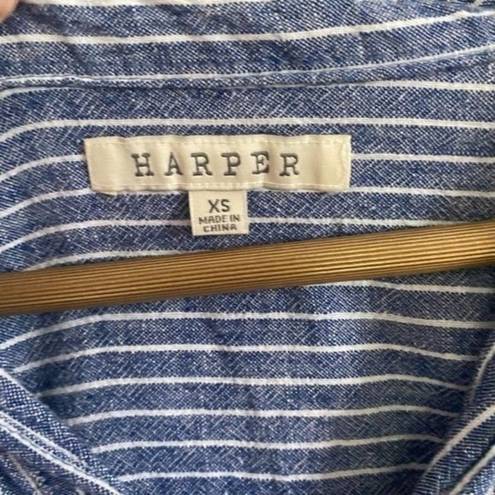 Harper  Linen Blue and White Striped Dress