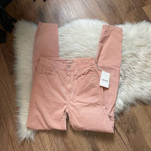 Petal MOTHER High Waisted Looker Velvet Jeans In  Pink