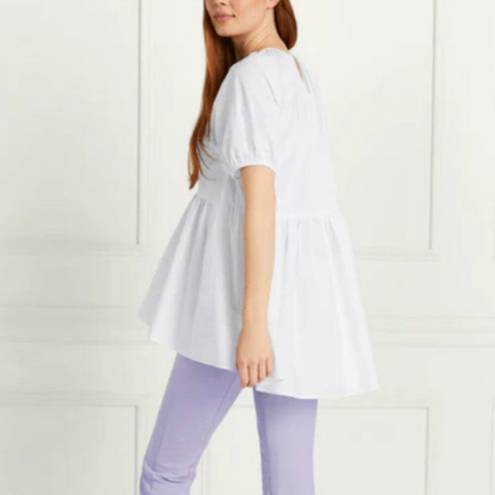 Hill House  The Francesca Tunic Top White Cotton Light Weight Hi Lo Hem