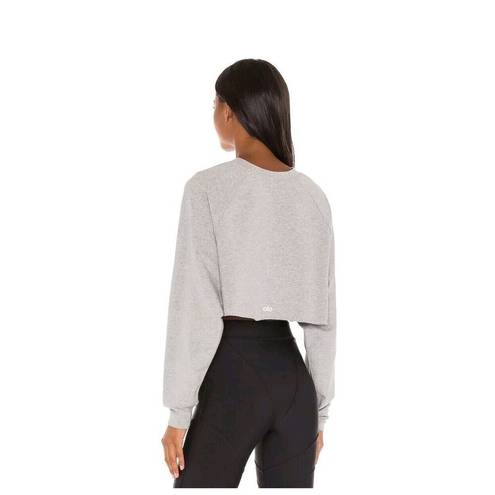 Alo Yoga  Cropped Double Take Pullover Sweater Gray Heather Women's Size S EUC