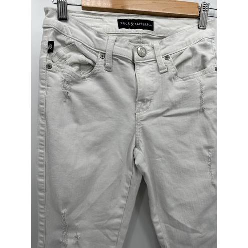 Rock & Republic  Kendall White Cotton Blend Denim Capri Jeans Women's Size 4