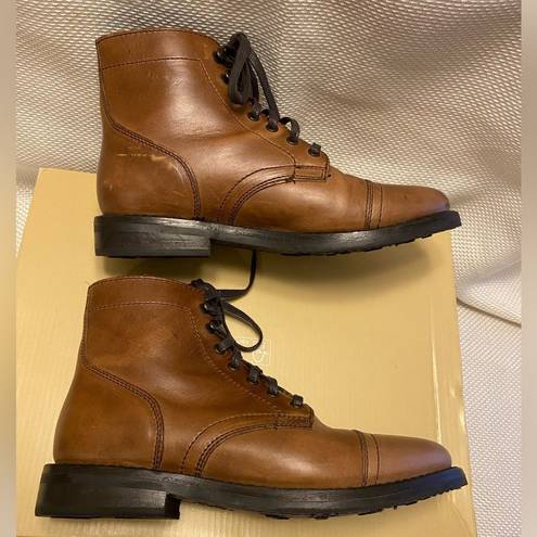 Krass&co Thursday boot  brown leather everyday combat cap toe ankle boots grunge 7.5